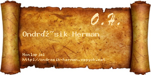 Ondrásik Herman névjegykártya